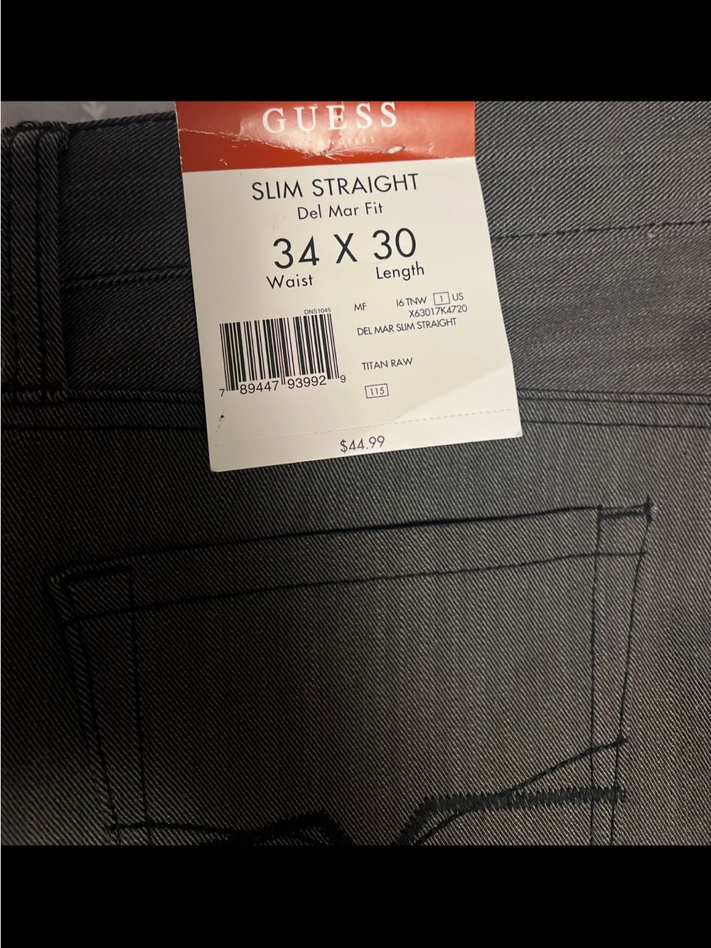 Guess Men’s Slim Straight Jeans in Charcoal Gray - Picture 7 of 7